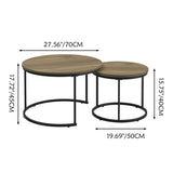 Nesting Coffee Table Set of 2, 27.6inch Round Coffee Table Industrial Wood Finish with Sturdy Metal 47776106
