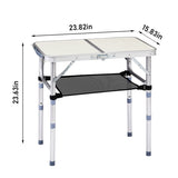 Outdoor Folding Camping Table, 2ft Portable Pinic Table with 3 Adjustable Height, Small Aluminum 11203200