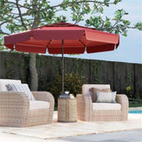 10 foot red terrace umbrella with solar powered LED lights and multi-layered ventilated roof 92595764