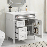 30'' Bathroom Vanity with Top Sink, Modern Bathroom Storage Cabinet with 2 Drawers and a Tip-out N710P206904Z