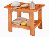 14" Teak Shower Bench, Bathroom Spa Stool for Small Bathrooms Tub Outdoor Use, Non-Slip Adjustable 41294294