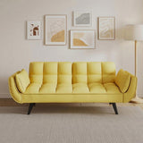 57 inch yellow sofa Soft two armrests throw pillow pillow comfortable fit apartment bedroom small W1658135107