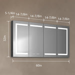 ZUN Lighted Medicine Cabinet 60 x 32 Inch, Recessed or Surface led Medicine Cabinet, Clock, Room Temp W1135P155057