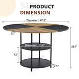 47.3-inch diameter modern splicing circular dining table - double-layer storage, wood and black W1151P268732