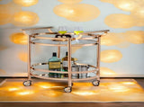 Lakelyn Clear Glass & Rose Gold Finish Serving Cart B2726P408080