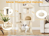 44" Multi-Level Cat Tree with Spacious Top Perch, 2-Door Condo & Hammock for Indoor Cats -Beige 07725534