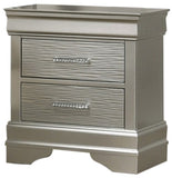Modern Style 2-Drawer Nightstand made with Wood in Silver B009P178536