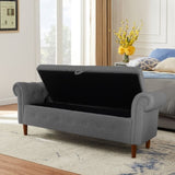 Multifunctional Storage Rectangular Sofa Stool- Gray 12224347