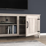 ZUN TV Stand Storage Media Console Entertainment Center With Two Doors, Grey Walnut; with fireplace W881P245532