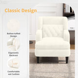 Upholstered Accent Chair Tufted Armchair for Living Room and Bedroom, Beige N763P193158A