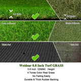5x10FT Artificial Grass Turf 0.8" Indoor Outdoor ,Fake Grass with Drain Holes, for Dog and Garden 72463395