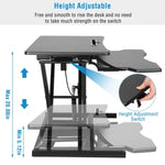 ZUN Height Adjustable Standing Desk 31.3” Wide Sit to Stand Converter Stand Up Desk Tabletop Workstation 26899938