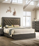 Contemporary 1pc King Size Bed Bedroom Furniture Upholstered Headboard Rubberwood 1pc Bedframe Gray B011P236808