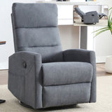 Manual Recliner Chair with Rocker and Swivel in Fabric for Living Room, Grey W3224P289293