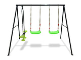 ZUN Swing Sets for Backyard 550LBS 3 Seat,et Outdoor for Kids, Swing Set with Glider, 2 Blet 79370254