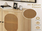 Natural PE Rattan Buffet Cabinet with 3-Level Adjustable Shelf, Boho Style & Soft-Close Hinges 77001885