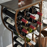 ZUN Grey 11 Bottle Wine Bakers Rack, 5 Tier Freestanding Wine Rack with Hanging Wine Glass Holder and W2167P166193