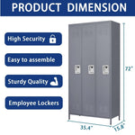 ZUN 3 Door 72"H Metal Lockers With Lock for Employees,Storage Locker Cabinet for Home Gym Office School 90053393