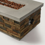 ZUN 60in Concrete Fire Pit Table with Stone Looks Propane Gas Fire Pit Table W853P232778