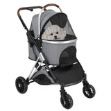 ZUN Pet Stroller 3 in 1, Folding Lightweight Dog Stroller with Detachable Carrier & Storage Basket, 4 99473403