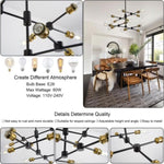 ZUN Black and Brass Chandelier Mid Century Sputnik Pendant Light 12-Lights Chandeliers Height Adjustable 94742718