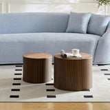 ZUN MDF nested table set 2 pieces, handcrafted round coffee table in living/lounge area, walnut color W2085P231698