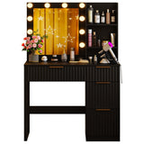 Black particleboard with a melamine finish, 4 drawers, 2 shelves, dressing table with 10 three-tone 88759052