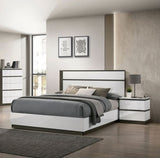 Contemporary 1pc Nightstand White Color High Gloss Finish w/ Metallic Accents Bedside Table w USB B011P158089