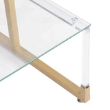 Golden Side Table, 2-Tier Acrylic Glass End Table for Living Room&Bedroom W1071106954