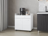White Burnside Kitchen Cart with 2 Doors and 1 Drawer B062P323176