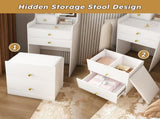 3-in-1 Dressing Table with LED Mirror & Stool - Compact Makeup Vanity with 4 Drawers, W2700P297923