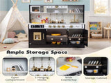 Kids Wooden Play Kitchen with Realistic Lights & Sounds, Pretend Ice Maker & Storage for Toddlers 90656532