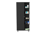 Linen Single Door Cabinet 62" H, Five External Shelves, Four Interior Shelves, Black B097133199
