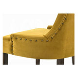 Set of 2 Velvet Upholstered Dining Chairs, Yellow and Espresso B016P315262