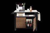Outdoor Kitchen Wicker Island Rolling Cart & Storage Cabinet, Wheels and Stainless Steel Extended W640P256897