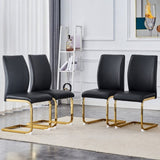 ZUN Luxury Simple Arch Chair - Set of 4 BLACK PU Material High Resilience Dining Chair with Arched Metal W1151P154872