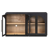 TREXM 4-Door Large Storage Sideboard Buffet Cabinet with Glass Doors, Arched Cabinet with Adjustable N715P290642B