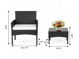 3 Pieces Patio Furniture Set, PE Rattan Wicker Patio Set with Two Outdoor Chairs 62821795