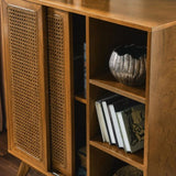 Mid Century Modern Rattan Sideboard Cabinet, Buffet Cabinet for Entryway Hallway Living Room Kitchen W1801P195620