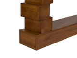 Geometric Block Stacked Wood Console Table with Warm Natural Finish W3123P369192