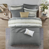 8 Piece Printed Seersucker Comforter and Quilt Set Collection Yellow King/Cal King B03597255