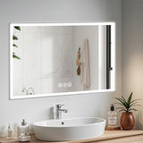 48*32in LED Framed Bathroom Vanity Mirror, Aluminum Frame with 45&deg Beveled Angle Beveled Lights, 3 W2709P268900