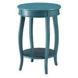 Teal Round Side Table with Bottom Shelf B062P181367