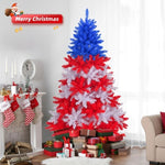 ZUN 6 FT Patriotic Artificial Christmas Tree, Hinged Tree 4th of July Patriotic Decorations with 900 92099137