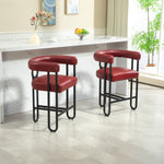 ZUN House Hold Bar Set of 1, Modern Bar Stool with Back, Black Metal Frames, Upholstered Bar W1588P207648