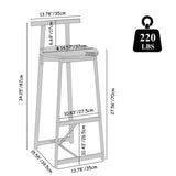 27''H Barstool Set of 3 Wooden Round Bar Stools with Footrest Modern Kitchen Chairs for Counter W1757P265184