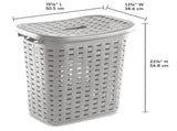 Weave Laundry Hamper with Lid, Plastic Dcor Pattern and 2 Carry Handles, Gray, 4 Count 58360341