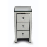 Mirrored Glass Bedside Table with Three Drawers Size S 50732278