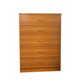 Five drawer chest Metal handles Metal Glide rails Light Cherry color B107P293602