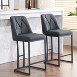 ZUN Set of 2,Modern Upholstered Bar Stool with Button-Tufted Backrest, Counter Height Chair with Sturdy W1901P225272